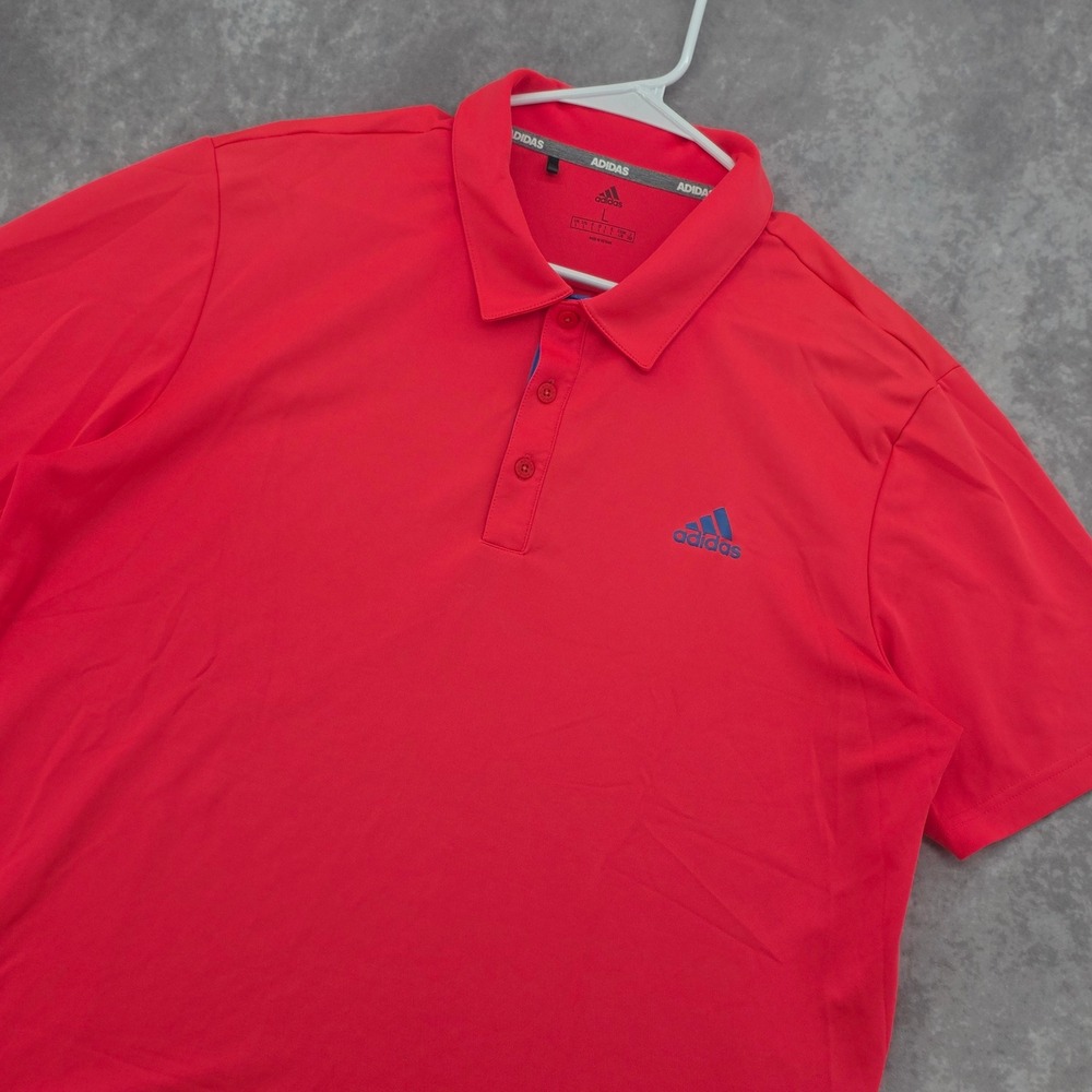 Adidas Mens‎ Large Performance Golf Polo Shirt Orange Blue Logo Short Sleeve Top